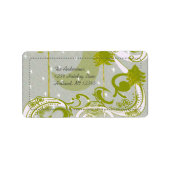 Pine Tree Star Swirls Grey Damask Return Address Etiket (Voorkant)