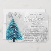 Pine Tree Stars Bokeh Corporate Kerstparty Kaart (Voorkant)