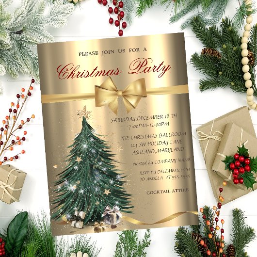 Pine Tree Stars Bow Kerstfeest  Kaart