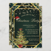 Pine Tree,Stars Lines Green Christmas Company  Kaart (Voorkant / Achterkant)