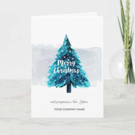 Pine Tree Stars Prettig Kerstfeest Feestdagen Kaart (Voorkant)