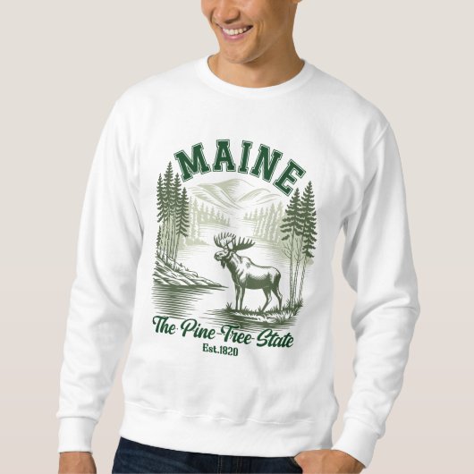 Pine Tree State Moose and River Artwork Trui (Voorkant)