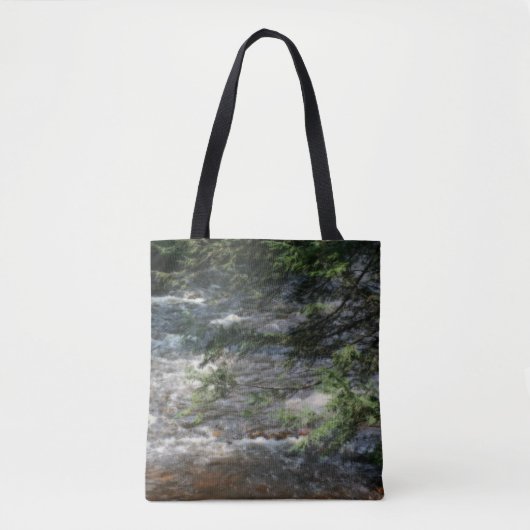 Pine Tree stroomversnellingen in de beek Tote Bag (Voorkant)