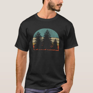 Pine Tree Sun Minimalistische zonsondergang Design T-shirt
