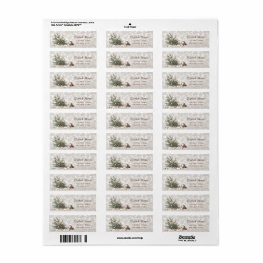 Pine Tree takken Ballen Pine cones Glittery Bokeh Etiket (Full Sheet)