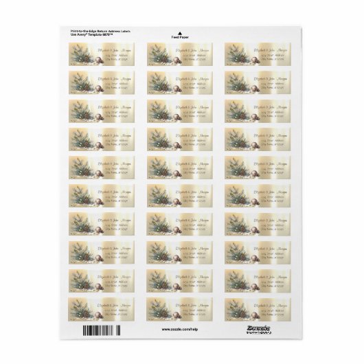 Pine Tree takken Ballen Pine kegels Kerstmis Etiket (Full Sheet)