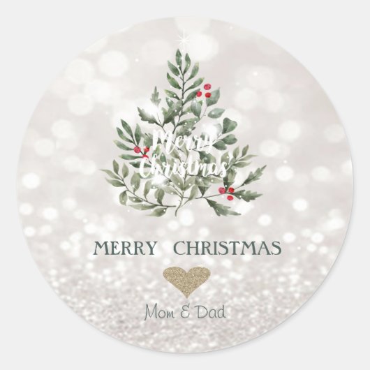 Pine Tree takken Glittery Bokeh Ronde Sticker (Voorkant)