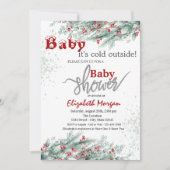 Pine Tree takken Holly Berry Snow Baby shower Kaart (Voorkant)