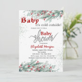 Pine Tree takken Holly Berry Snow Baby shower Kaart (Staand voorkant)