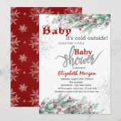 Pine Tree takken Holly Berry Snow Baby shower Kaart (Voorkant / Achterkant)