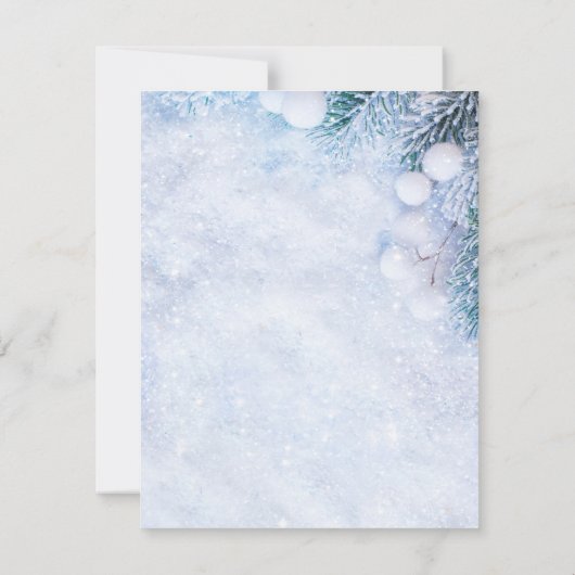 Pine Tree takken, sneeuw, verlichting repetitie di Kaart (Achterkant)