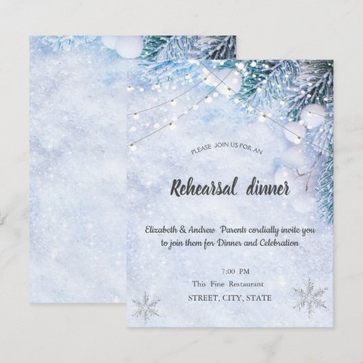 Pine Tree takken, sneeuw, verlichting repetitie di Kaart (Voorkant / Achterkant)