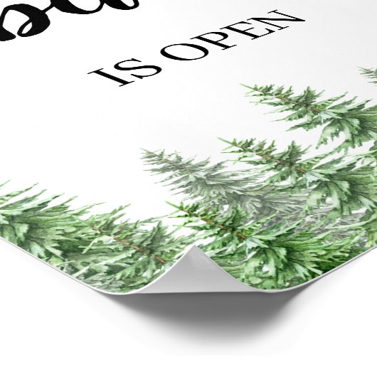 Pine Tree The Bar Is Open Trouwbar Menubord Poster (Hoek)