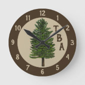 Pine Tree Wall Clock Ronde Klok (Voorkant)