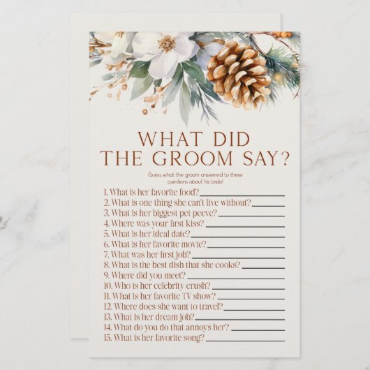 Pine Tree Wat de bruidegom zeggen Vrijgezellenfees Briefpapier (Voorkant / Achterkant)