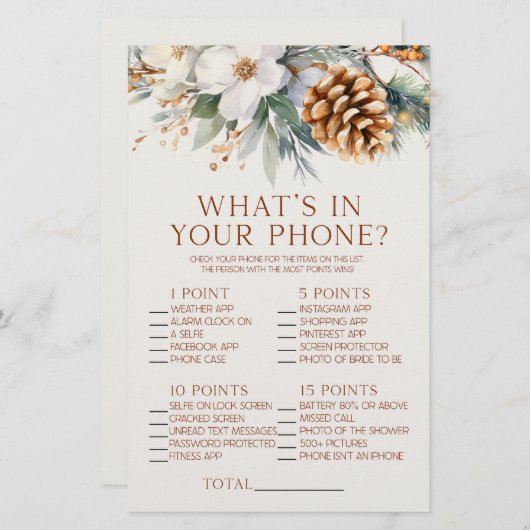 Pine Tree Wat is er in Telefoon Vrijgezellenfeest Briefpapier (Voorkant / Achterkant)