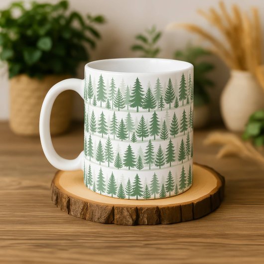 Pine Tree Watercolor Mug Forest Greenery Botanical Koffiemok