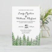 Pine Tree Waterverf bruiloft Kaart (Staand voorkant)