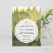 Pine tree waterverf bruiloft kaart (Staand voorkant)