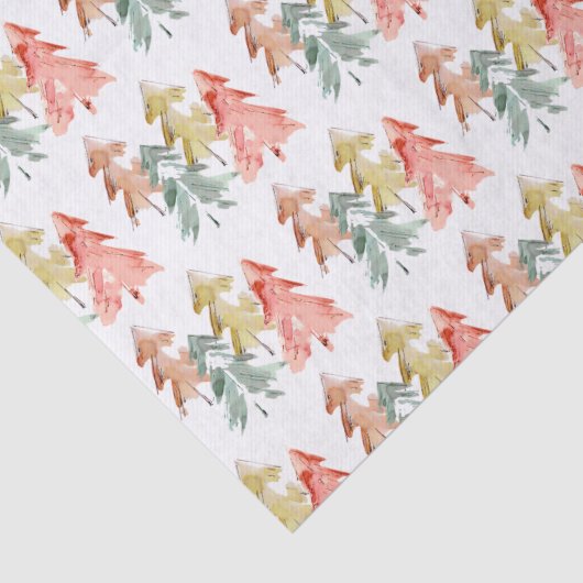 Pine Tree Waterverf Kerstvakantie Tissuepapier (Detail)