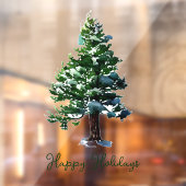 Pine Tree Waterverf Prettige feestdagen Raamsticker (Vel 2)
