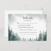 Pine Tree Wedding RSVP Reply Enclosure Kaart (Voorkant / Achterkant)
