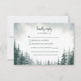 Pine Tree Wedding RSVP Reply Enclosure Kaart