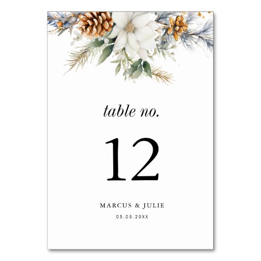 Pine Tree Winter Bloemen Kerst Trouwfeest Kaart (Voorkant)