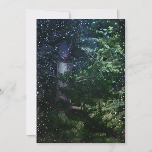 Pine Tree Winter Night Forest Wedding Invitting Kaart (Achterkant)