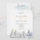 Pine Tree Winter Wedding Kaart (Voorkant)