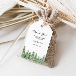 Pine Tree Woodland Wedding Favor Dank je Cadeaulabel