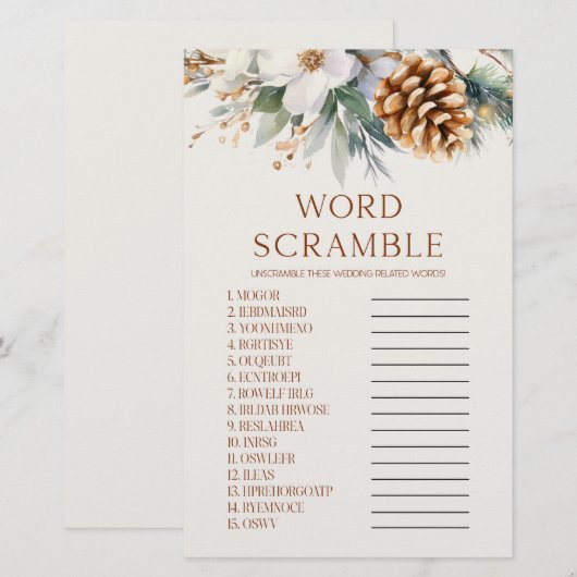 Pine Tree Word Scramble Vrijgezellenfeest spel Briefpapier (Voorkant / Achterkant)