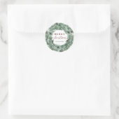Pine Tree Wreath Merry Kerstmis Ronde Sticker (Tas)