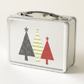 Pine Tree Zwart en Rood Modern Geometrische Kerstm (Achterkant)