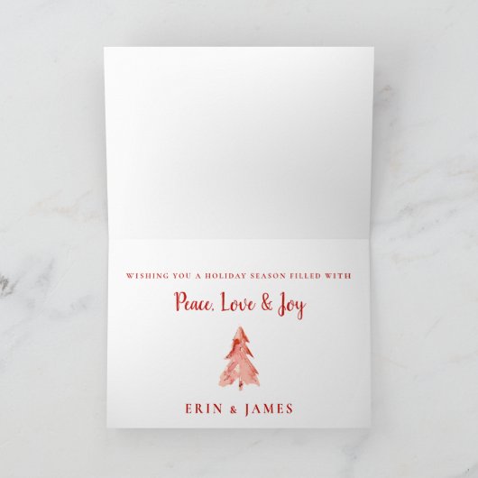 Pine Trees Abstracte Waterverf Vrolijk kerstfeest Feestdagen Kaart (Binnen)