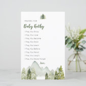 Pine Trees Adventure Baby shower Prayers voor Baby (Staand voorkant)