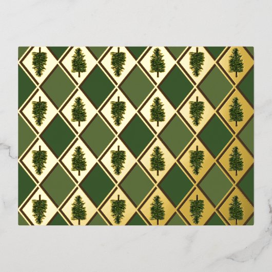 Pine Trees and Harlequin Folie Briefkaart (Voorkant)