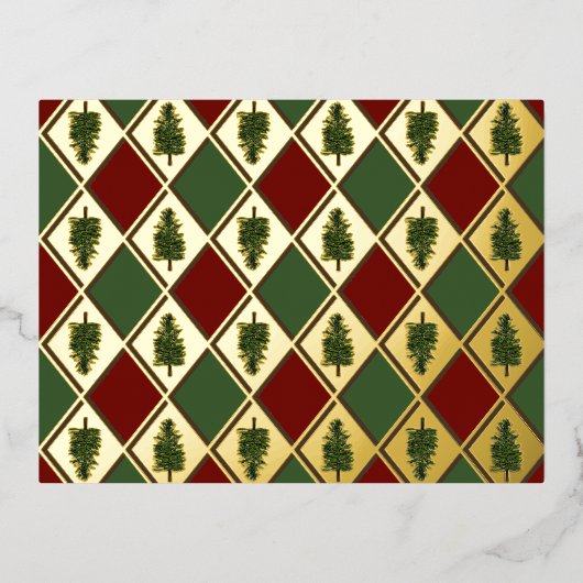 Pine Trees and Harlequin Folie Briefkaart (Voorkant)