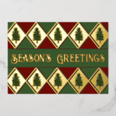 Pine Trees and Harlequin Folie Holiday Kaart (Voorkant)