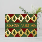 Pine Trees and Harlequin Folie Holiday Kaart (Staand Voorkant)