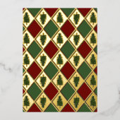 Pine Trees and Harlequin Folie Holiday Kaart (Voorkant)