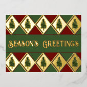Pine Trees and Harlequin Folie Holiday Post Kaart (Voorkant)