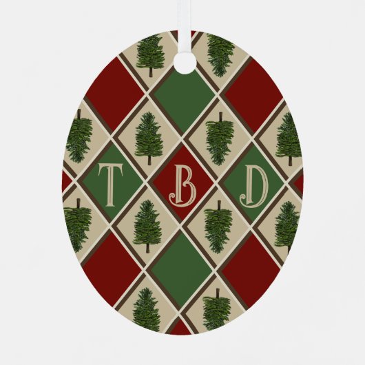 Pine Trees and Harlequin Oval Ornament (Achterkant)