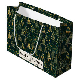 Pine Trees and Stars Green Custom Merry Christmas Groot Cadeauzakje