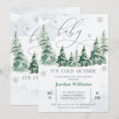 Pine Trees Baby is koud buiten Baby shower Kaart (Voorkant / Achterkant)