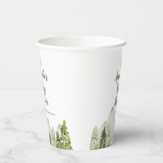 Pine Trees Baby shower Adventure Mountain Forest Papieren Bekers (Links)