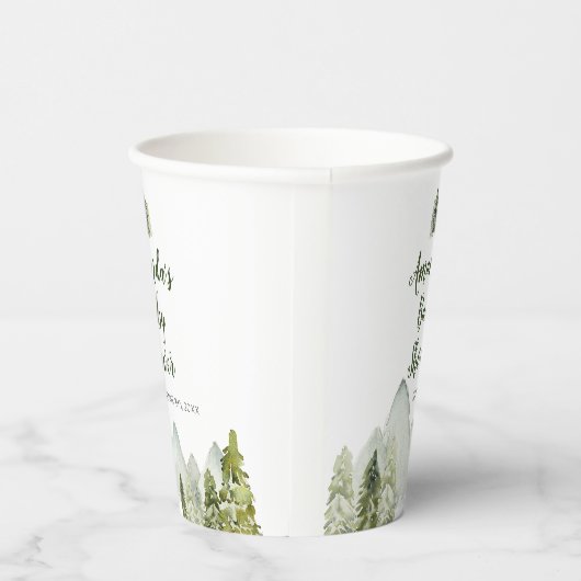 Pine Trees Baby shower Adventure Mountain Forest Papieren Bekers (Rechts)