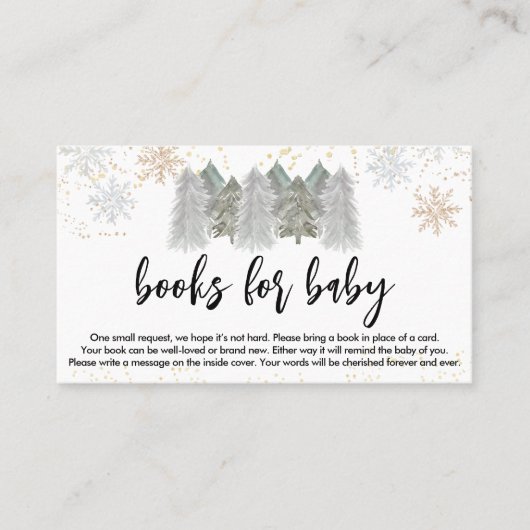 Pine Trees Baby shower Boeken voor Baby Visitekaartje (Voorkant)