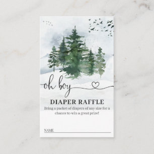 Pine Trees Baby shower Diaper Raffle Kaart Visitekaartje