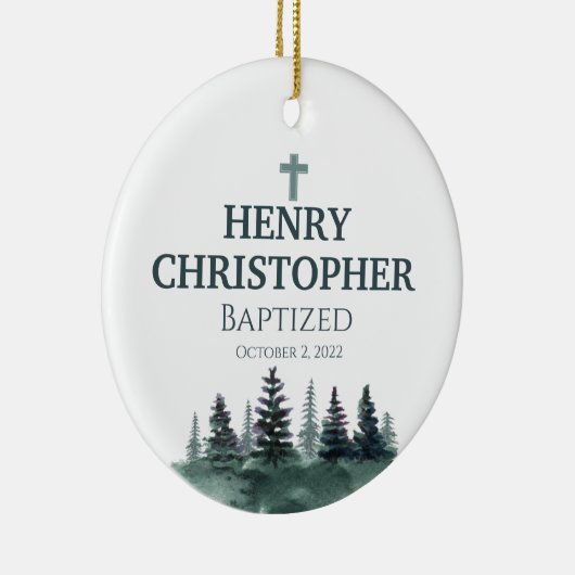 Pine Trees Baptism Ornament for Boys (Rechts)